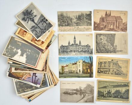 Kb. 100 db RÉGI képeslap vegyes minőségben: történelmi magyar és külföldi városok, motívumok / Cca. 100 pre-1945 postcards in mixed quality: historical Hungarian and other foreign town-view postcards and motives