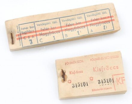 cca 1970 Kisfröccs, nagyfröccs kocsmai tömbök, sorszámozottak, 100 db-osak