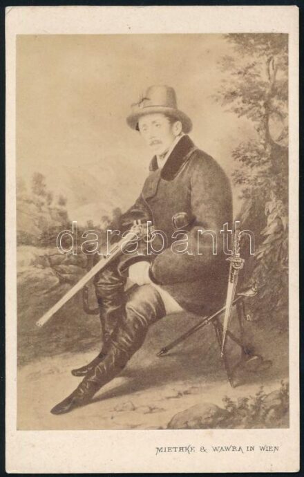 cca 1865 Kamil Rohan (1800-1892) herceg, műgyűjtő, festményről készült keményhátú fotó Mitheke műterméből, 10×6 cm