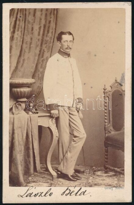 cca 1865 László Béla, keményhátú fotó Georg Märkl bécsi műterméből, 9,5×6 cm
