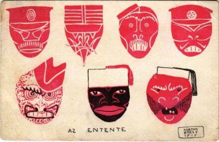 Az Entente. Antant hatalmak ellenese propaganda lap. Magyar Földrajzi Intézet Részvénytársaság kiadása / WWI Hungarian Anti-Entente Powers propaganda s: Kürthy (fa)