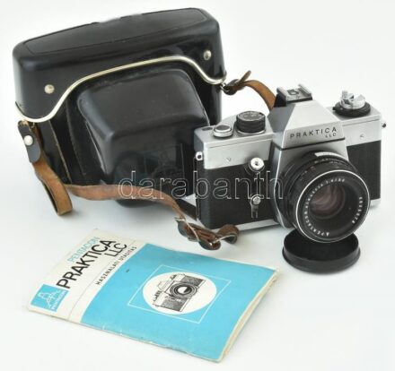 Praktica LLC kamera Pentacon f 8/50. objektívvel. Bőr tokkal. Leírással