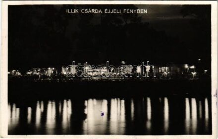 1942 Budapest IV. Népsziget, Illik halászcsárda éjjeli kivilágításban, Dreher sörök