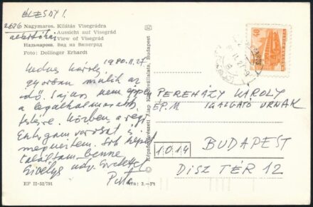 Élesdy István (1912-1987) grafikus autográf képeslapja