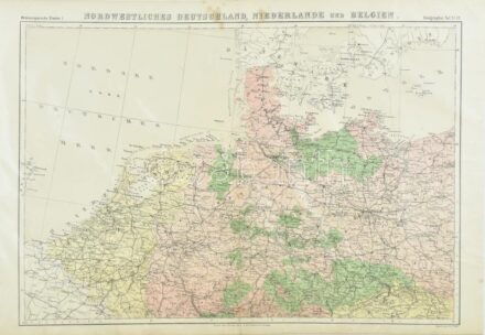 cca 1880-1890 Nordwestliches Deutschland, Niederlande und Belgien, Mitteleuropische Staaten I. Geographie Taf 11.,12., papír, kartonnal megerősítve, kissé foltos, 34x49 cm