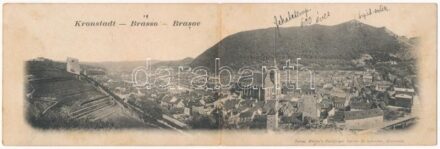 Brassó, Kronstadt, Brasov; kihajtható panorámalap. Julius Müller's Nachfolger Tartler & Schreiber / folding panoramacard (fl)