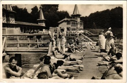 1941 Hévíz, strand, napozás (EK)