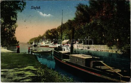 1922 Siófok, kikötő a Sión, 'SOMOGY' (exRohan) gőzhajó (EK)