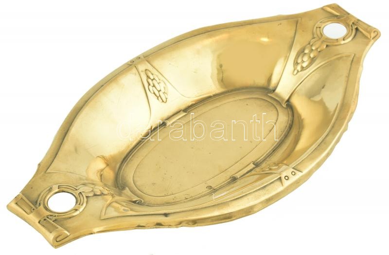 Szecesszíós réz kínáló tálca 36x20 cm