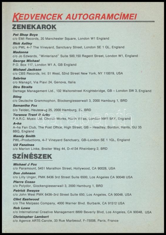1988-89 Popnapló. 29 Popcsillag fényképével. Bp., 1987, Kossuth Nyomda. Kiadói kartonált papírkötés, tollas jegyzetekkel. - Image 2
