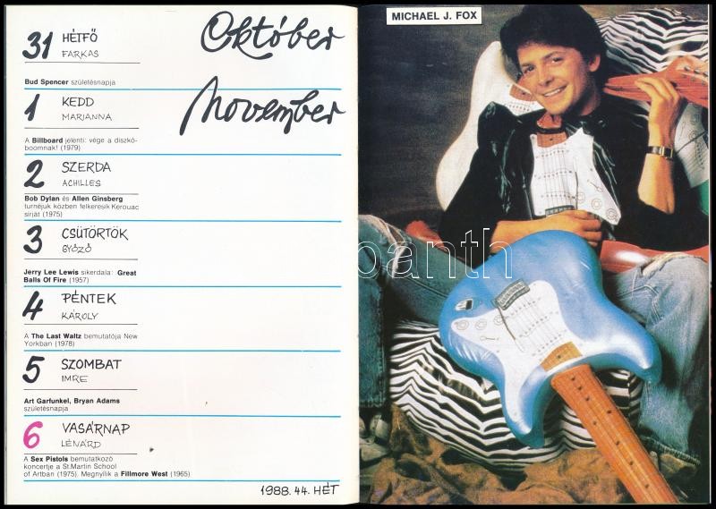 1988-89 Popnapló. 29 Popcsillag fényképével. Bp., 1987, Kossuth Nyomda. Kiadói kartonált papírkötés, tollas jegyzetekkel. - Image 3