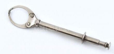 Fém rugós kockacukor csipesz, kopott, 12cm