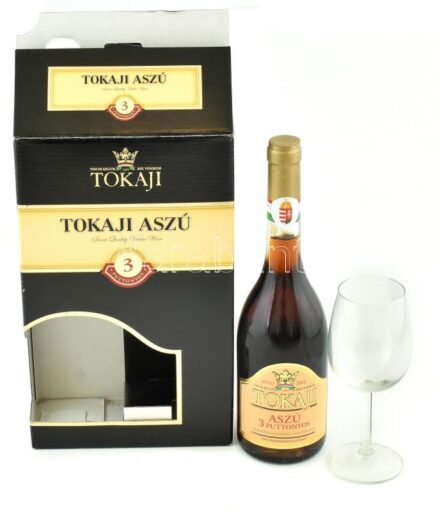 2001 Tokaji Aszú 3 puttonyos, díszdobozban, pohárral
