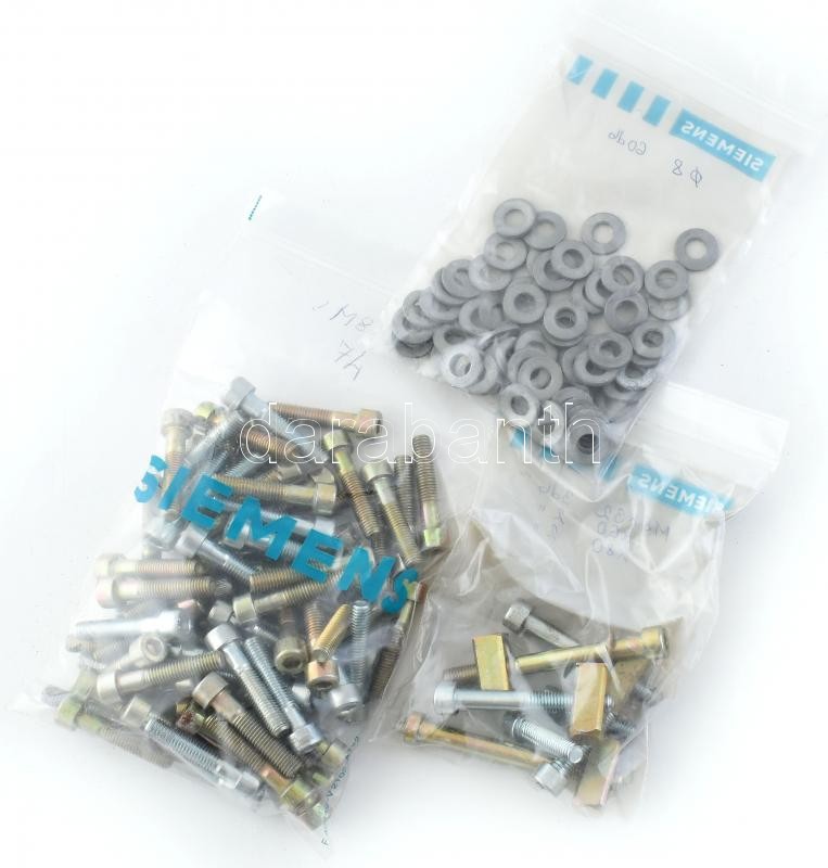 8.8 imbusz csavarok M8×40 74 db; ×32 3 db, ×60 2 db, ×80 2 db; d: 8 alátét 60 db