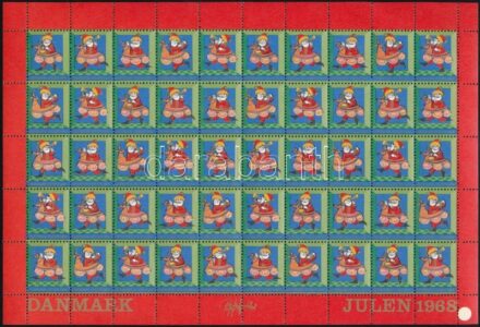 Dánia 1968 Karácsony 50-es hajtott levélzáró ív