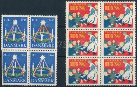 Dánia 1946-1949 Karácsony 2 klf levélzáró összefüggés (gumihibák / gum disturbances)