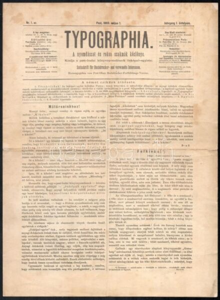 1969 Typographia 1869. május 1. I. évf. 1. számának reprint kiadása, 2 sztl. lev.