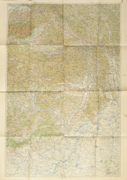 cca 1932 Magyarország és a Felvidék részletének térképe, rajta Debrecen, Miskolc, Sátoraljaújhely, Gyöngyös, Kassa, Barta, Eperjes, Igló városokkal, 1:200.000, Bp., M. Kir. Állami Térképészet, 115x85 cm
