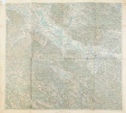 cca 1920-1940 Bosznia részletének térképe, rajta Banja Luka, Bihac és más városok, 1: 200.000, Bp., M. Kir. Állami Térképészet, lapszéli bejelölésekkel, lapszéli gyűrődésekkel, kis szakadásokkal, az egyik felső sarkán