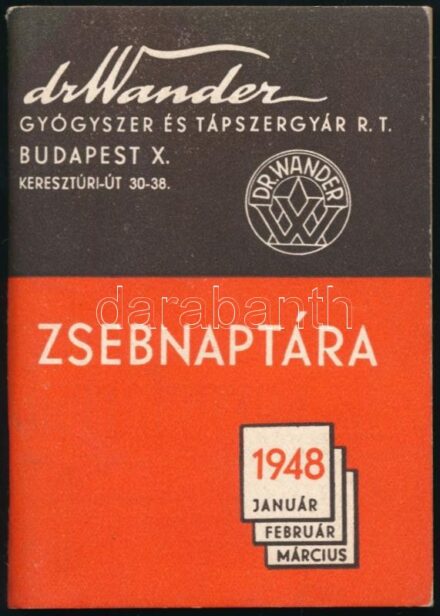 1948 Dr. Wander zsebnaptára 120p. jó állapotban