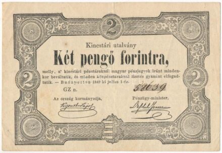 1849. 2Ft 'Kincstári utalvány' 'GZ n. 58639' T:III Adamo G108