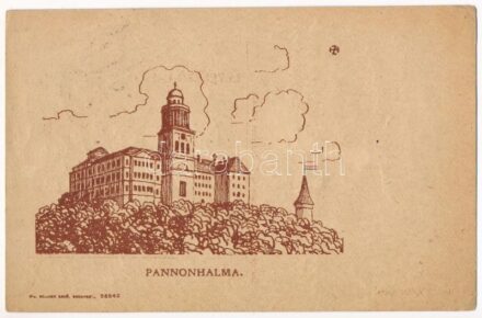 1925 Pannonhalma, Főapátság. Hensch Zoltán rajza (apró lyukak / tiny holes)