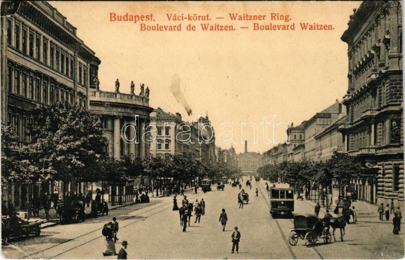 1912 Budapest VI. Váci körút (Bajcsy-Zsilinszky út), villamosok (EK)
