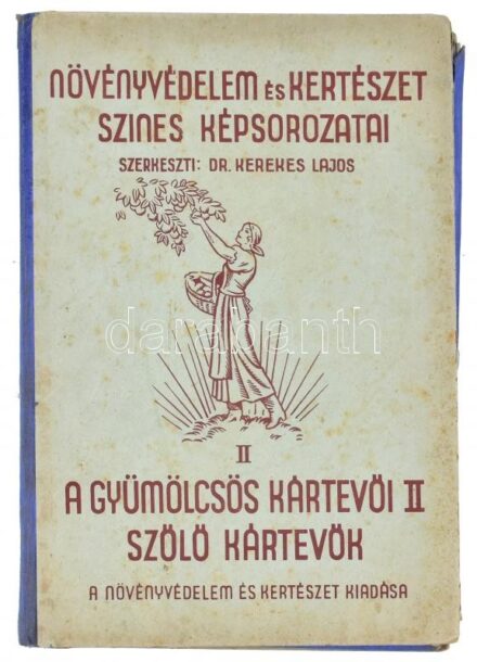 Növényvédelem és Kertészet színes képsorozatai. II. kötet. Szerk.: Kerekes Lajos. A gyümölcs kártevői II. Szőlő kártevők. Bp., [1943], Stephaneum-ny., 40 t. Kissé kopott és foltos kiadói illusztrált félvászon mappában.