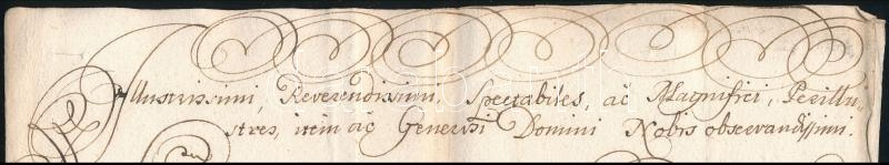 1737 Pozsony, a Helytartótanács tudósító levele (intimatorium) Szatmár vármegyének vetési Kökényesdy László (?-?) tábornok bárói rangra emeléséről, amelyben egyúttal kérik, hogy a vármegye is hirdesse ki a rangemelést. gróf - Image 3