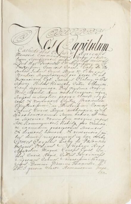 1794 Az egri káptalan oklevele, amelyben Zichy Károly országbíró kérésére átírja a Halmy János abaúji birtokaival kapcsolatos korábbi (Zichy, illetve a káptalan által kiállított) okleveleket. Papír, latin nyelven, papírfelzetes