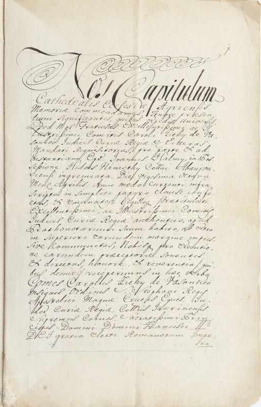 1794 Az egri káptalan oklevele, amelyben Zichy Károly országbíró kérésére átírja a Halmy János abaúji birtokaival kapcsolatos korábbi (Zichy, illetve a káptalan által kiállított) okleveleket. Papír, latin nyelven, papírfelzetes