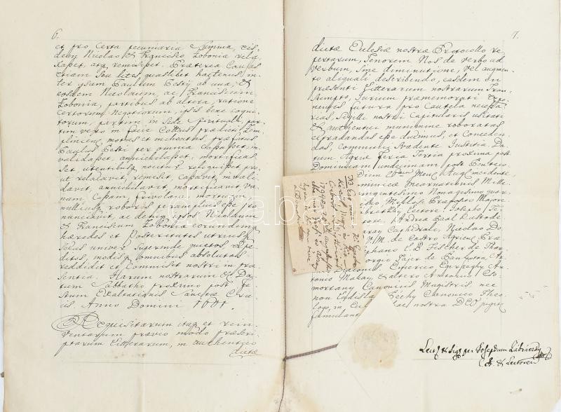 1794 Az egri káptalan oklevele, amelyben Zichy Károly országbíró kérésére átírja a Halmy János abaúji birtokaival kapcsolatos korábbi (Zichy, illetve a káptalan által kiállított) okleveleket. Papír, latin nyelven, papírfelzetes - Image 2