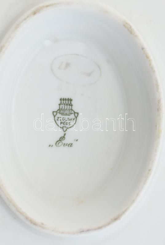 Zsolnay sótartó, szószos tál, levesestál, kézzel festett porcelán, kopott, jelzett. - Image 3