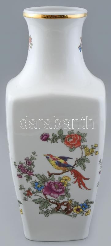 Hollóházi porcelán váza florális dekorral, matricás, jelzett, apró kopásnyomokkal, m: 31 cm