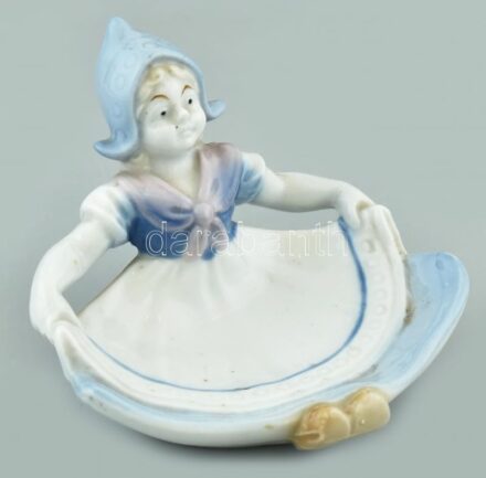 Lippelsdorf figurális tálka, porcelán, jelzett, kopott, m:7,5cm