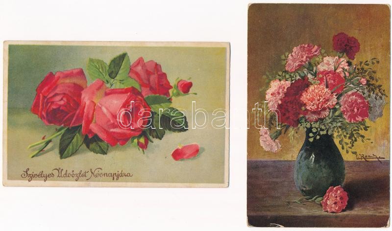 20 db RÉGI üdvözlő motívum képeslap vegyes minőségben / 20 pre-1945 greeting motive postcards in mixed quality