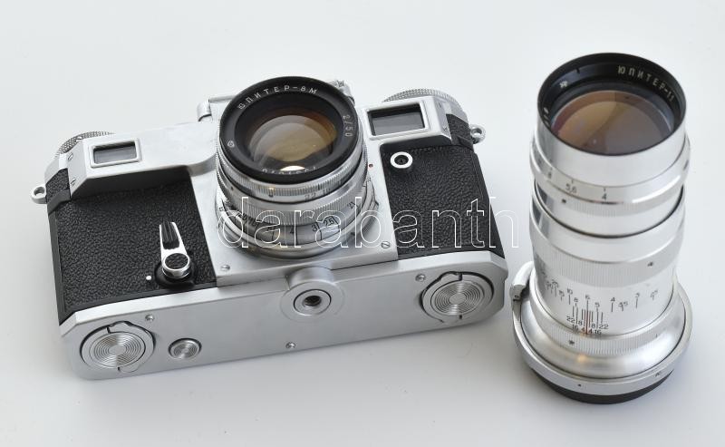 Kiev retro szovjet fényképezőgép, eredeti bőr tokjában, nem kipróbált, + hozzá való objektívvel: Jupiter 11 135mm f4 - Kiev-Kontax. - Image 3