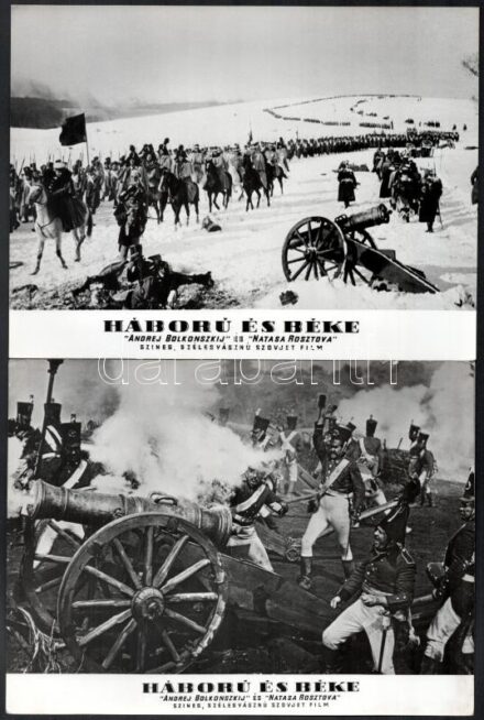 1966 Háború és béke című szovjet film jelenetei, 11 db produkciós filmfotó, 18x24 cm