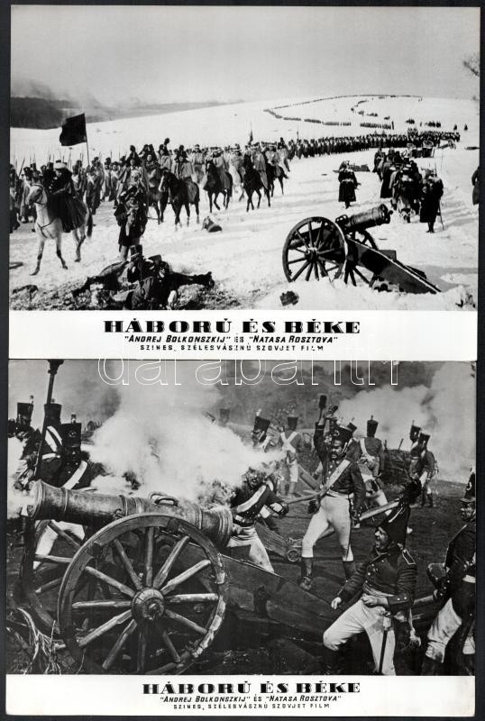 1966 Háború és béke című szovjet film jelenetei, 11 db produkciós filmfotó, 18x24 cm