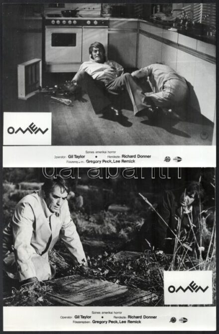 1976 Ómen című amerikai horrorfilm jelenetei, 10 db produkciós filmfotó, 18x24 cm