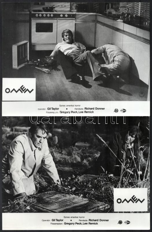 1976 Ómen című amerikai horrorfilm jelenetei, 10 db produkciós filmfotó, 18x24 cm