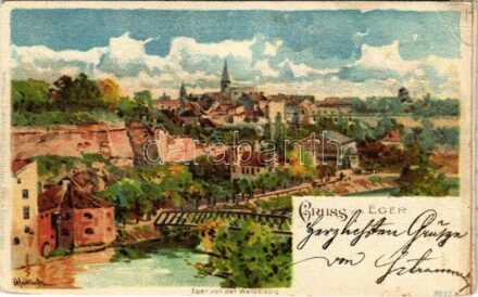 1899 (Vorläufer) Cheb, Eger; von der Wenzelburg / general view. litho (glue mark)