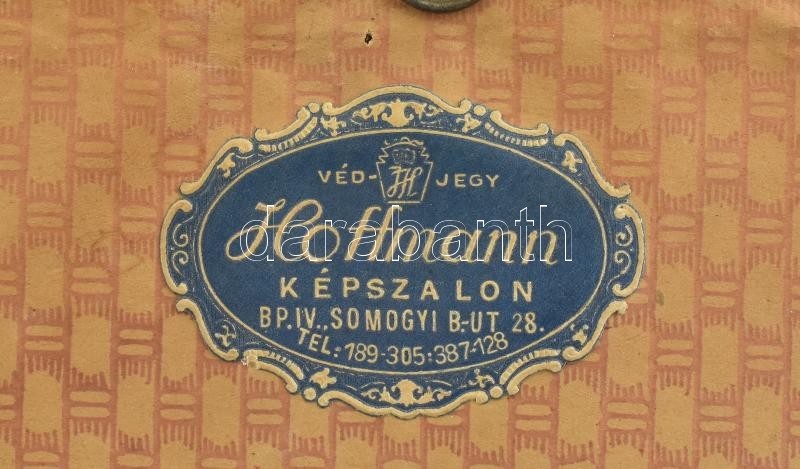 2 db festett selyemkép, üvegezett dekoratív keretben, 14,5x20cm, (Hátoldalon: Hoffmann Ferenc képszalon kiállítási etikett címkéje) - Image 2