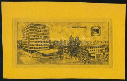 Jelzés nélkül: Lehel hűtőgépgyár, Jászberény. Rézkarc, papír. 6,5x13 cm