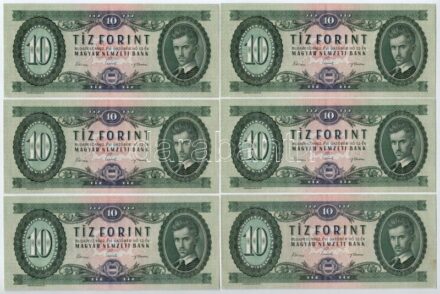 1962. 10Ft (6x, sorszámkövető) T:II-,III szép papír