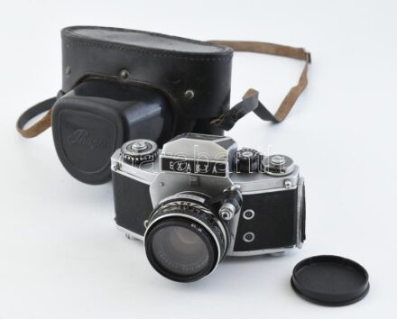 Exakta VX 1000 fényképezőgép Carl Zeiss Pancolar 2/50 objektívvel. Bőr tokkal, jó állapotban. Balkezes kivitel