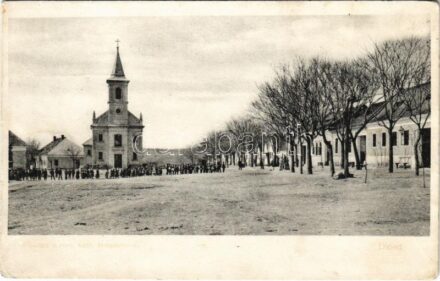 1914 Diósd, Fő utca, Római katolikus templom + 'DIÓSD POSTAI ÜGYN' (EB)
