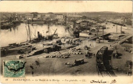 Dunkerque, Le Bassin de la Marine, Vue générale / quay, port, industrial railway (fa)