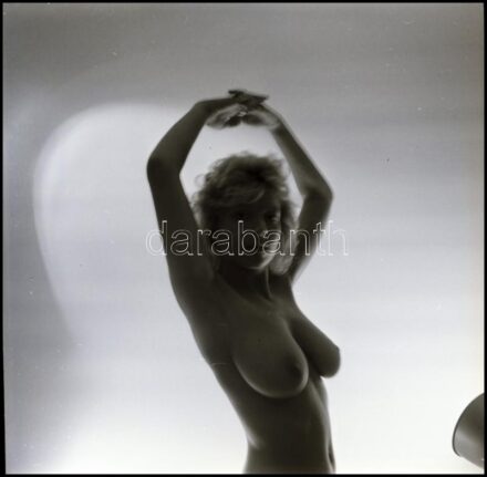 cca 1979 A kínálat igazán kívánatos, Vincze János (1922-1999) kecskeméti fotóművész hagyatékából 2 db vintage NEGATÍV, az aktfényképezés műfajából, 6x6 cm