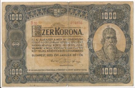 1920. 1000K 'Orell Füssli Zürich' T:III- Adamo K36